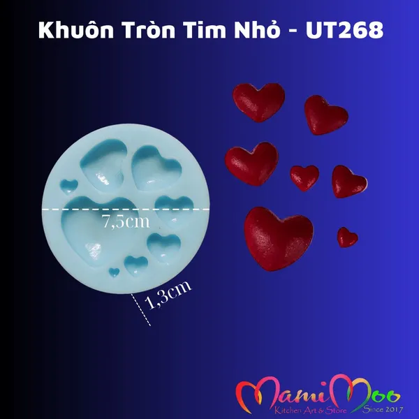 Khuôn Silicon Tròn Vỉ Tim Nhỏ - UT268
