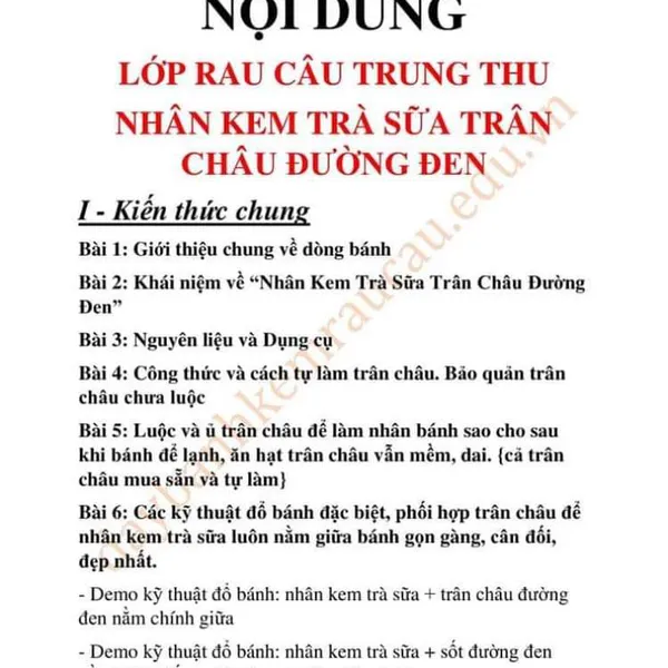 Lớp Rau Câu Trung Thu Nhân Kem Trà Sữa Trân Châu
