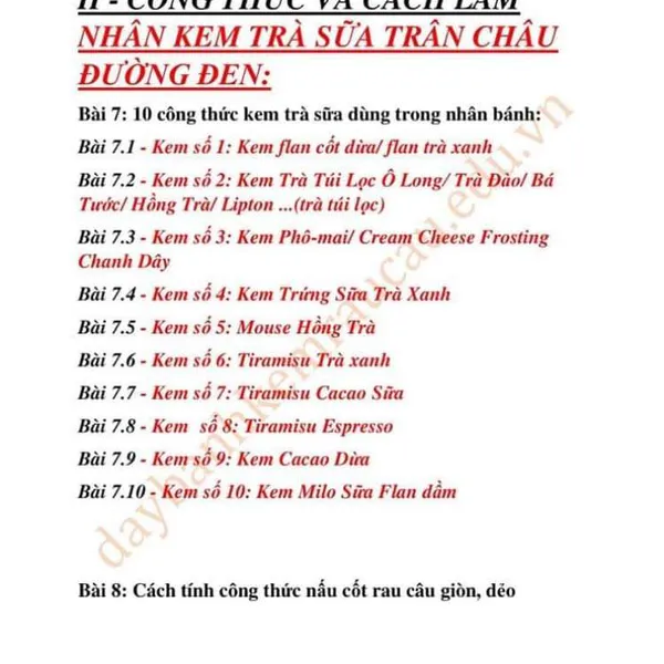 Lớp Rau Câu Trung Thu Nhân Kem Trà Sữa Trân Châu