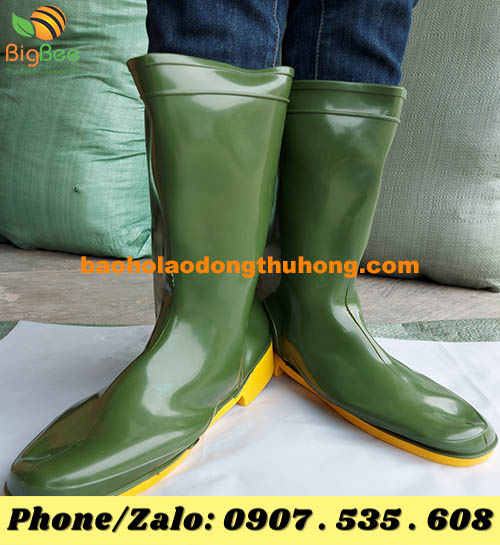 ủng nhựa TGP xanh rêu - đế vàng