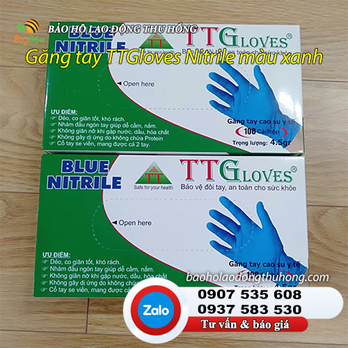 Găng tay y tế TT Gloves Nitrile màu xanh chính hãng Găng tay y tế TT Gloves Nitrile màu xanh 01
