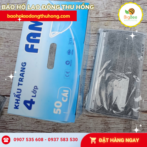 50 cái khẩu trang y tế 4 lớp FAMI màu xám đóng bịch 50 cái khẩu trang y tế 4 lớp FAMI màu xám đóng bịch