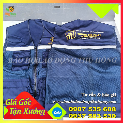 Áo bảo hộ gile phản quang 4 túi hộp có in logo Áo bảo hộ gile phản quang 4 túi hộp có in logo