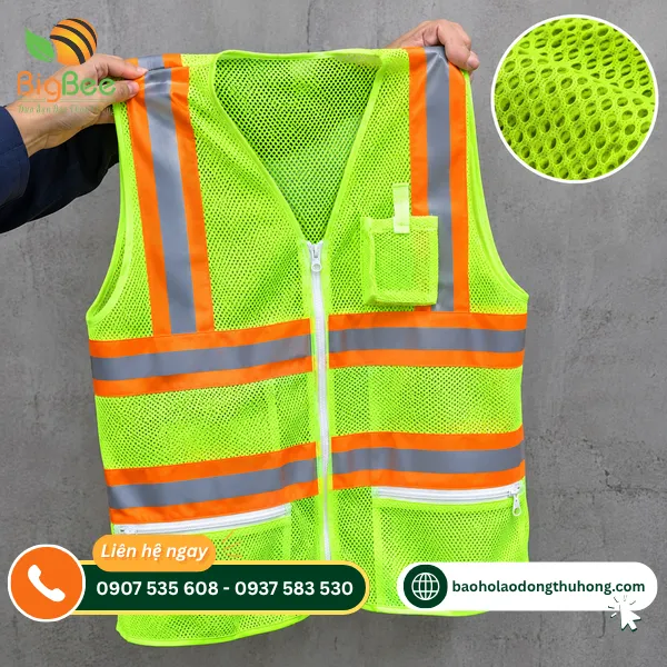 Áo gile bảo hộ vải lưới phối áo Áo gile bảo hộ vải lưới phối áo