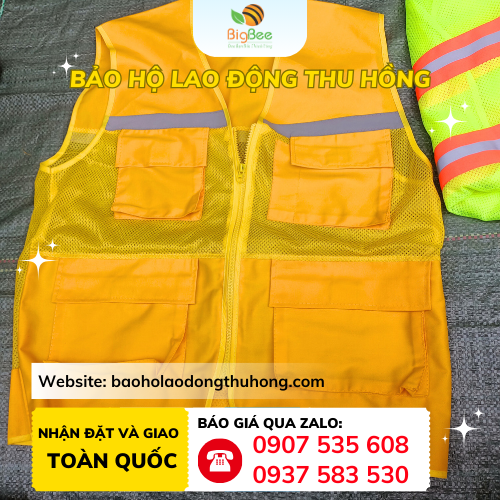 Áo gile phản quang 4 túi hộp vải kaki dày dặn Áo gile phản quang 4 túi hộp vải kaki dày dặn