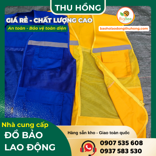 Áo gile túi hộp phản quang bảo vệ an toàn cho công nhân Áo gile túi hộp phản quang bảo vệ an toàn cho công nhân