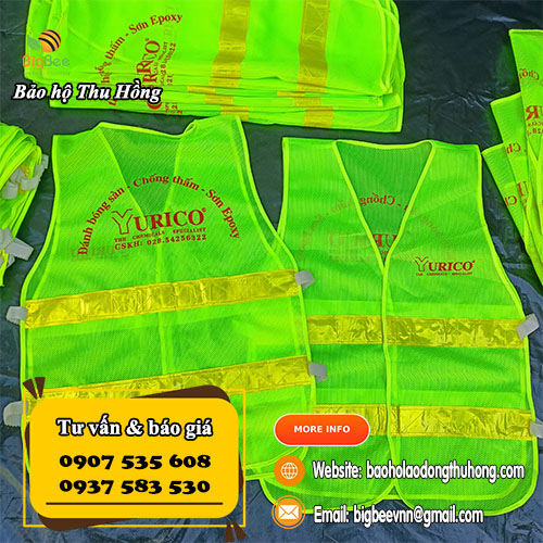 Áo lưới bảo hộ phản quang công nhân in logo Áo lưới bảo hộ phản quang công nhân in logo