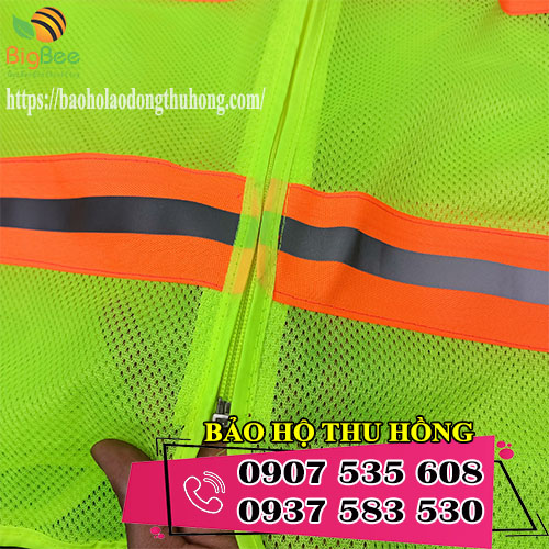 áo lưới phản quang 3M có dây kéo màu xanh lá