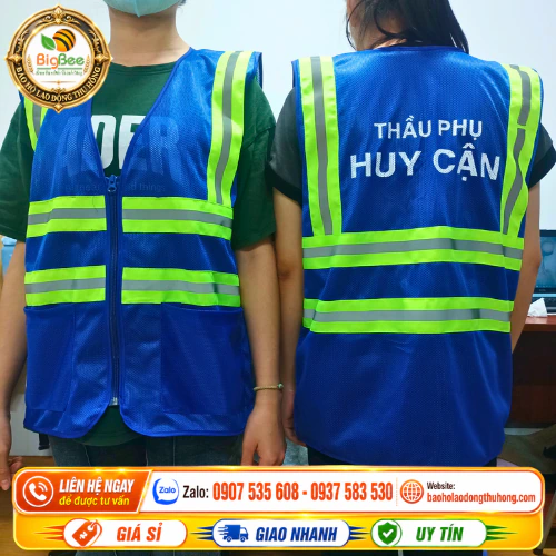 Áo lưới phản quang in chữ làm đồng phục công nhân Áo lưới phản quang in chữ làm đồng phục công nhân
