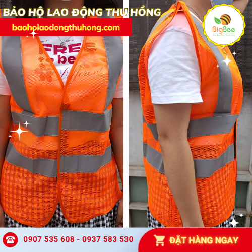 Áo lưới phản quang màu cam sọc xám mỏng nhẹ mặc bên ngoài Áo lưới phản quang màu cam sọc xám mỏng nhẹ mặc bên ngoài