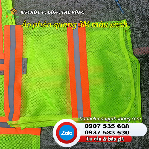Áo phản quang 3M màu xanh phản sáng tốt Áo phản quang 3M màu xanh cao cấp 02