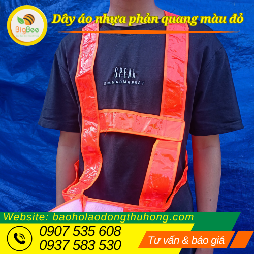 Áo phản quang dây nhựa màu đỏ bắt sáng tốt Áo phản quang dây nhựa màu đỏ bắt sáng tốt