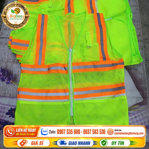 Áo phản quang lưới có túi tiện lợi cho công nhân lao động Áo phản quang lưới có túi tiện lợi cho công nhân lao động