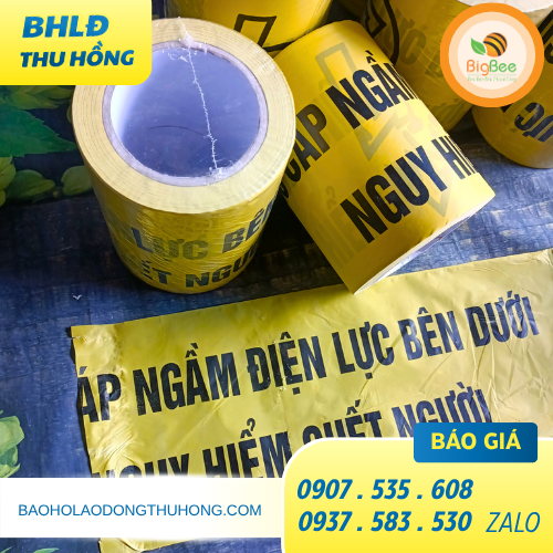 Băng cảnh báo cáp điện ngầm màu vàng in chữ sẵn Băng cảnh báo cáp điện ngầm màu vàng in chữ sẵn