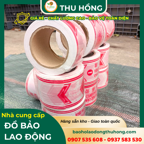 Băng cảnh báo công trình màu trắng - đỏ chuyên dụng Băng cảnh báo công trình màu trắng - đỏ chuyên dụng