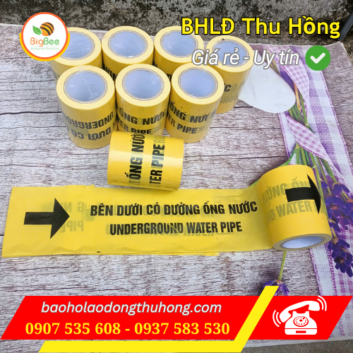 Băng cảnh báo đường ống nước màu vàng chữ đen Băng cảnh báo đường ống nước màu vàng chữ đen