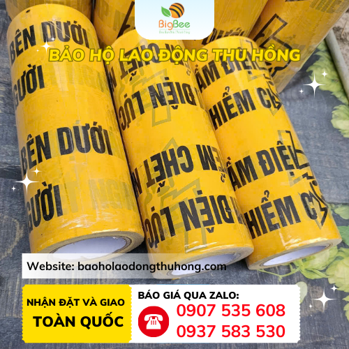Băng rào cảnh báo cáp ngầm nguy hiểm bản rộng 30cm Băng rào cảnh báo cáp ngầm nguy hiểm 30cm dùng cho công trình thi công