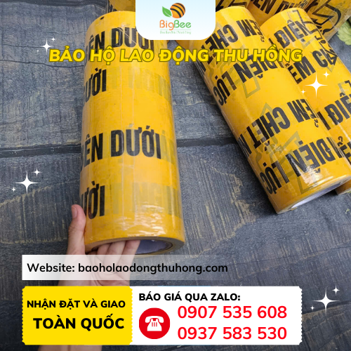 Băng rào cảnh báo cáp ngầm nguy hiểm bản rộng 30cm Băng rào cảnh báo cáp ngầm nguy hiểm 30cm màu vàng chữ đen