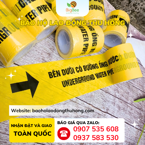 Băng rào cảnh báo đường ống nước ngầm màu vàng Băng rào cảnh báo đường ống nước ngầm màu vàng