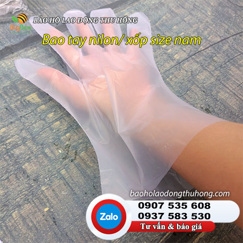 Bao găng tay nilon xốp size nam chống nước và hóa chất Bao găng tay nilon xốp size nam 02