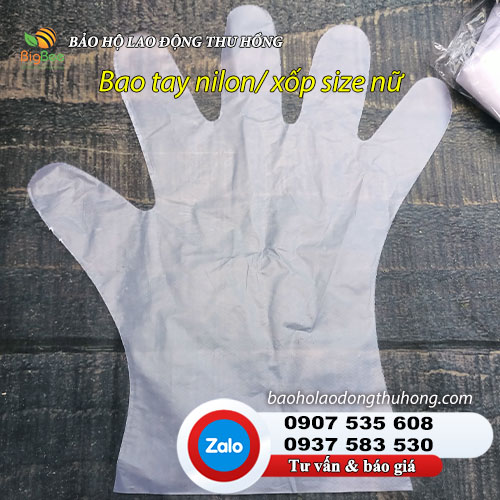 Bao găng tay nilon xốp size nữ làm từ nhựa nguyên sinh Bao găng tay nilon xốp size nữ 01