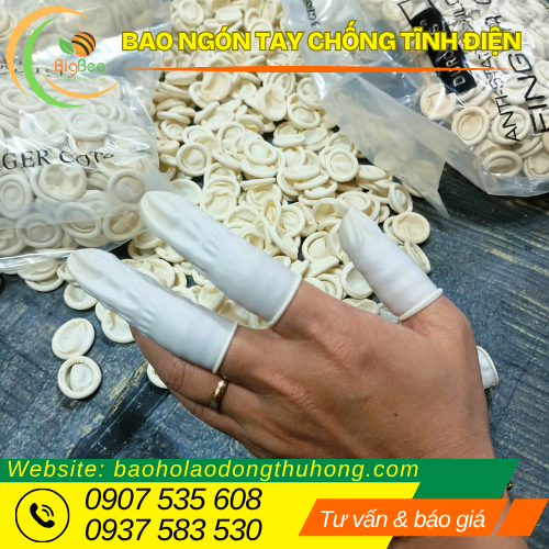 Bao ngón tay cao su Latex chống tĩnh điện màu trắng Bao ngón tay cao su Latex chống tĩnh điện màu trắng