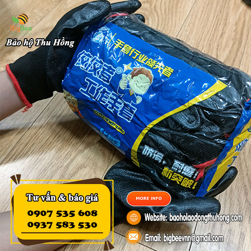 Bao tay bảo hộ phủ sơn màu đen 388 12 đôi/bịch Bao tay bảo hộ phủ sơn màu đen 388 12 đôi/bịch