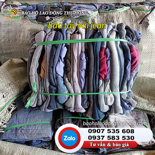 Bao tay jean may sẵn luôn có tại kho Thu Hồng Boa tay bảo hộ vải jean dày 2 lớp Thu Hồng 03