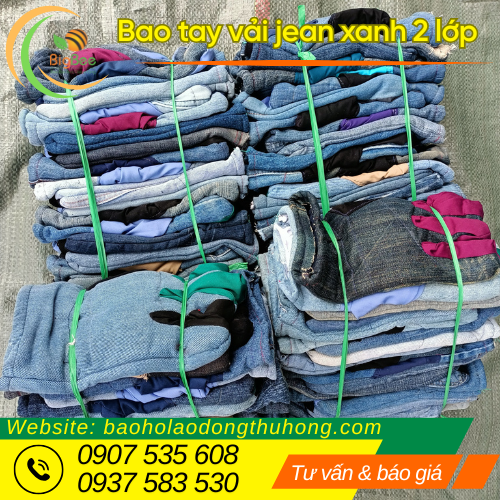 Bao tay bảo hộ vải jean dày dặn số lượng lớn bó 10 đôi Bao tay bảo hộ vải jean dày dặn số lượng lớn bó 10 đôi