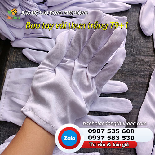 Bao tay bảo hộ vải T9+1 trắng Bao tay bảo hộ vải T9+1 trắng