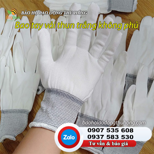 Bao tay thun trắng không phủ dệt kim siêu bền Bao tay bảo hộ vải thun trắng không phủ 1