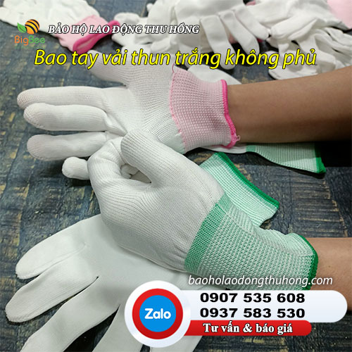 Bao tay thun trắng không phủ vải co giãn tốt Bao tay bảo hộ vải thun trắng không phủ 2