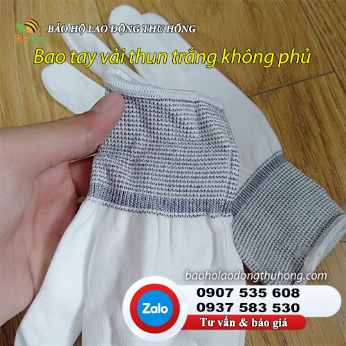 Bao tay thun trắng không phủ cổ tay viền đẹp Bao tay bảo hộ vải thun trắng không phủ 3