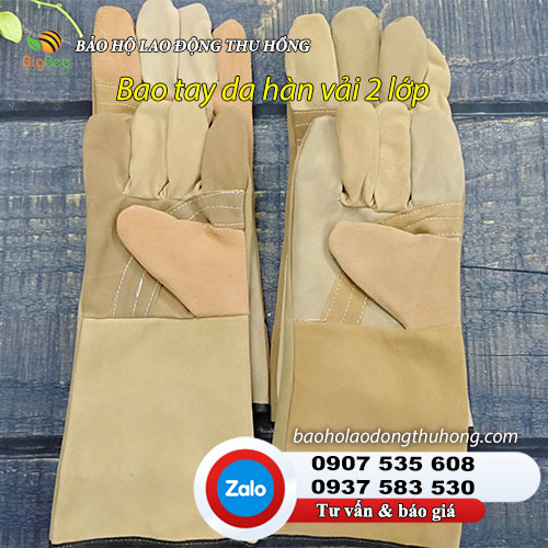 Bao tay da hàn vải 2 lớp may sẵn giá rẻ Bao tay da hàn vải 2 lớp cách nhiệt hình 2