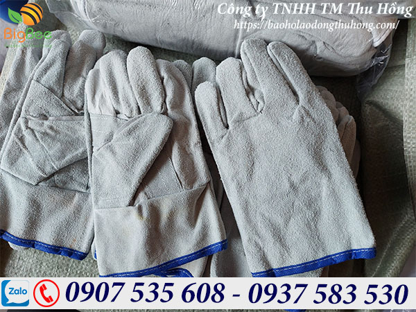 Bao tay da thợ hàn chịu nhiệt xám