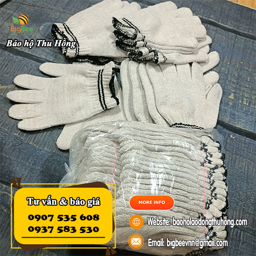 Bao tay len cotton màu kem 80g bao 500 đôi Bao tay len cotton màu kem 80g bao 500 đôi