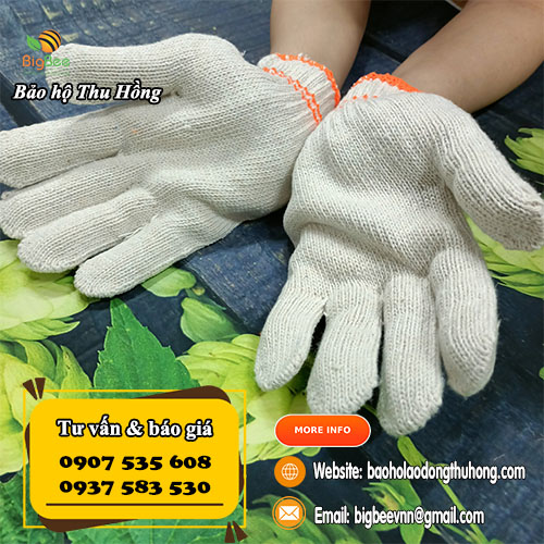 Bao tay len màu kem 80g 2 viền màu Bao tay len màu kem 80g 2 viền màu