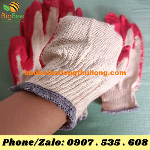 bao tay len nhúng nhựa cao su màu sợi len cotton