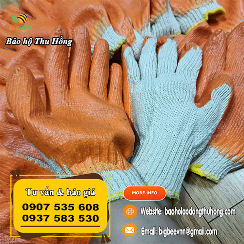 Bao tay len phủ nhựa 80 gam Bao tay len phủ nhựa 80 gam