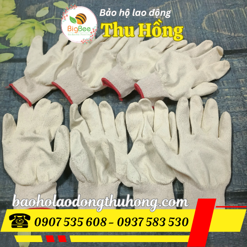 Bao tay len phủ nhựa PVC trắng giá sỉ rẻ Bao tay len phủ nhựa PVC trắng giá sỉ rẻ