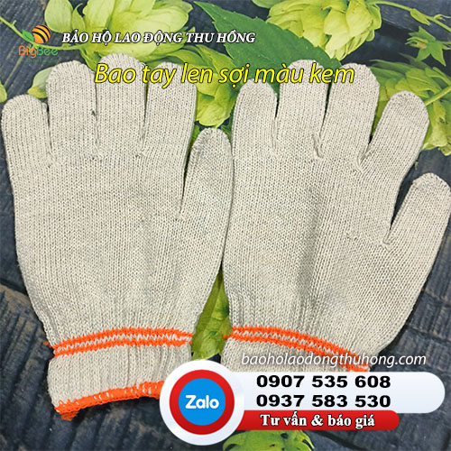 Bao tay len sợi màu kem bảo hộ lao động 01 Bao tay len sợi màu kem bảo hộ lao động 01