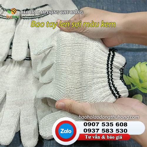 Bao tay len sợi màu kem bảo hộ lao động 02 Bao tay len sợi màu kem bảo hộ lao động 02