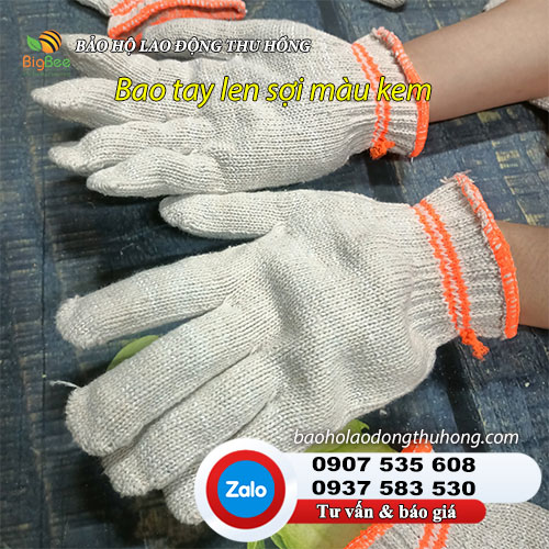 Bao tay len sợi màu kem bảo hộ lao động 03 Bao tay len sợi màu kem bảo hộ lao động 03