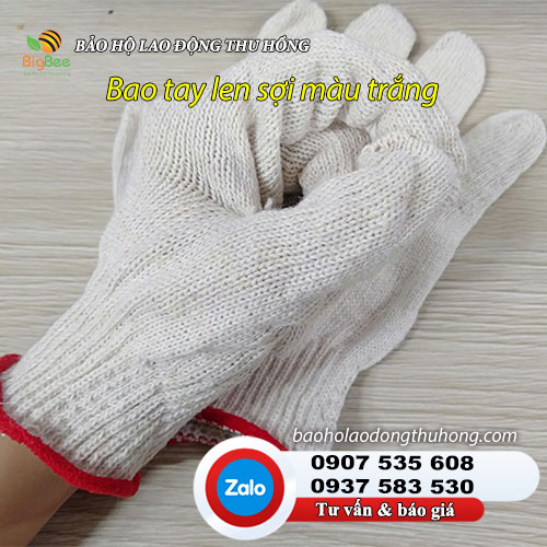 Bao tay len sợi màu trắng bảo hộ lao động 01 Bao tay len sợi màu trắng bảo hộ lao động 01