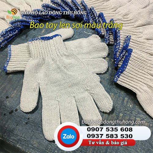 Bao tay len sợi màu trắng bảo hộ lao động 03 Bao tay len sợi màu trắng bảo hộ lao động 03