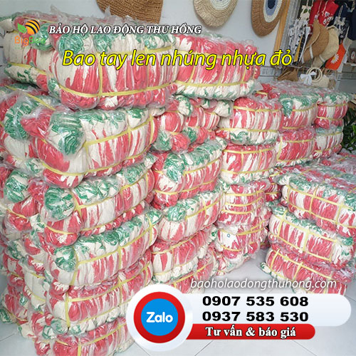 Bao tay len sợi nhúng nhựa màu đỏ 03 Bao tay len sợi nhúng nhựa màu đỏ 03