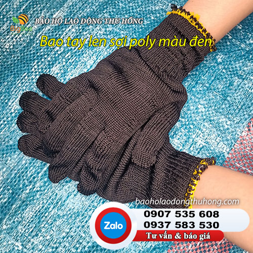 Bao tay len sợi poly màu đen 01 Bao tay len sợi poly màu đen 01