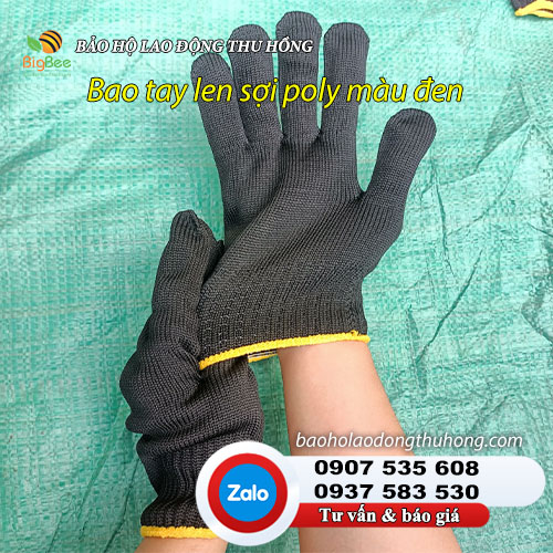 Bao tay len sợi poly màu đen 02 Bao tay len sợi poly màu đen 02