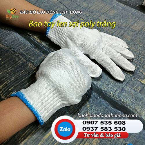 Bao tay len sợi poly trắng bảo hộ lao động 01 Bao tay len sợi poly trắng bảo hộ lao động 01