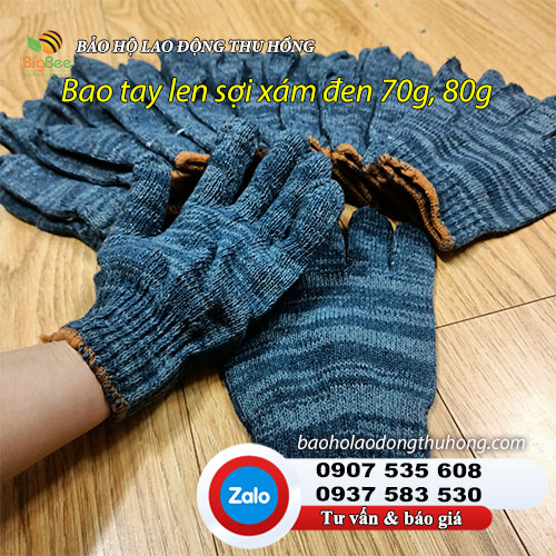 Bao tay len sợi xám đen 70g, 80g hình 1 Bao tay len sợi xám đen 70g, 80g hình 1